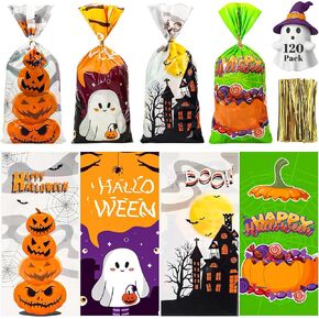 120Pcs Halloween Treat Bags, Plastic Halloween Candy Bags With Twists in Kuwait