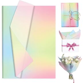 100 Sheets Pink-Blue Gradient Tissue Paper Bulk - 14x20 Inches Pastel Turquoise Starry Sky Galaxy Gift Wrapping Tissue for Baby Shower, Birthday Party, Wedding Decor, Gift Packaging, DIY Crafts & Arts in Saudi Arabia
