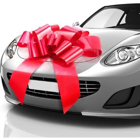 30" Big Car Bow - Matte Red Butterfly Shape Giant Gift Bow for Birthday in Kuwait