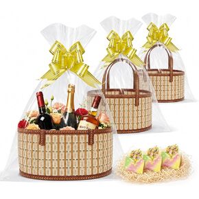 Erlsig 2 Set Baskets for Gifts Empty, Woven Bamboo Gift Basket Kit in Kuwait