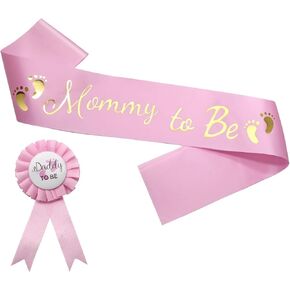 MILVOWOC 2 Pack Baby Shower Sash Set - Champagne Satin in Kuwait