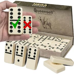 Queensell Dominos Set for Adults, Double 6 Dominoes Set with 28 Tiles in Wooden Case, Classic Dominoes, Family Board Game for Kids & Adults, Travel Game for Family Game Night, Juegos de Mesa in Saudi Arabia