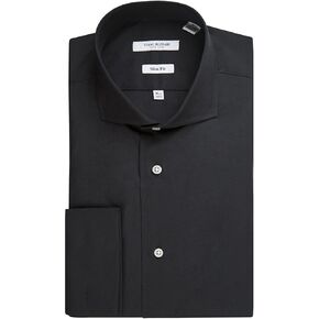 Isaac Mizrahi Men's Slim Fit Spread Collar French Cuff Cotton Solid Dress Shirt - Colors in Saudi Arabia
