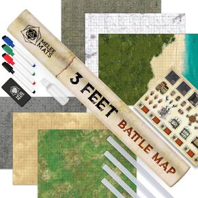 Melee Mats DND Map Starter Set for Dungeons and Dragons - 24" x 36" 3 Pack Double Sided, Wet & Dry Erase Battle Terrain Grid - Tabletop Board Gaming Kit with Accessories in Kuwait