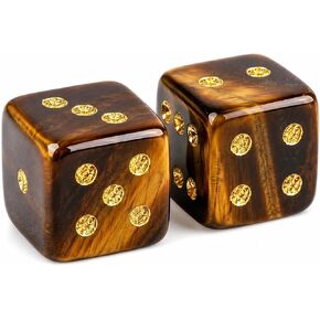Tiger Eye Mahjong Dice, 2 Natural Gemstone Dice, 17mm for American Mahjong in Kuwait