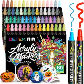Betem 6 Black Dual Tip Acrylic Paint Markers, Fabric Decorating Kits in Kuwait