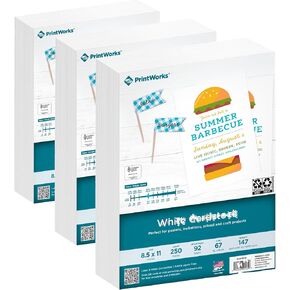 PrintWorks White Cardstock ، Standard ، 67 LB. Vellum ، 92 Bright ، 250 Sheets ، 8.5 × 11 ، للمكتب ، الطباعة المنزلية والمدرسة ، مشاريع الحرفية (00564) in Kuwait