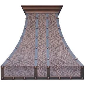 SINDA 30"Wx30"H Wall Mount Hand-Crafted Copper Range Hood for Kitchen with SUS304 Liner and Baffle Filter, Light Hammered-Antique Copper, H6LTRW3030 in Kuwait