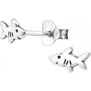 SAE99 Shark .925 Sterling-Silver VERY TINY Stud Earrings, Multiple Piercing, for Cartilage, Helix, 2nd Ear Piercing (Nickel Free) in Kuwait