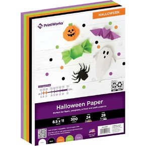 PrintWorks Halloween Paper 8.5" x 11" - 300 Sheets - 5 Assorted Colors - Ideal for School & Craft Projects - Made in the USA - FSC® Certified - 24 lb/89 gsm & 28 lb/105 gsm (00582) in Kuwait