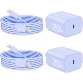 【3 عبوات】 شاحن USB C بقدرة 20 وات لشاحن iPhone الجديد مع كتلة شحن سريعة PD 3.0 من النوع C لهواتف iPhone 14/14 pro/14 plus/14 pro max/13/12/11/SE/XR/8، iPad Pro/ ميني وجالاكسي وبكسل 4/3 والمزيد in Kuwait