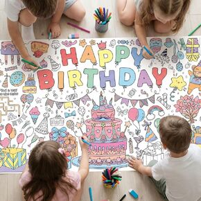 Happy Birthday Giant Coloring Poster, 30 x 72 Inch Birthday Craft for Kids in Kuwait
