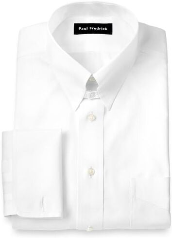 Paul Fredrick Men's Slim Fit Non-Iron Cotton Solid Snap Tab Collar Dress Shirt in Saudi Arabia
