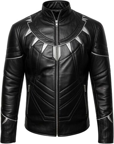 VearFit Quailted Stylish Black PU Faux Movie Panther Leather Jacket for Men in Kuwait