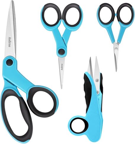 Asdirne Premium sewing Scissors Bundle, Perfect Sewing Partners, Sharp and Durable, Comfortable Handle, Contains 9"Fabric scissors, 5"Detail Shear, 3.9"Embroidery Scissors, 4.8"Thread Snips in Kuwait