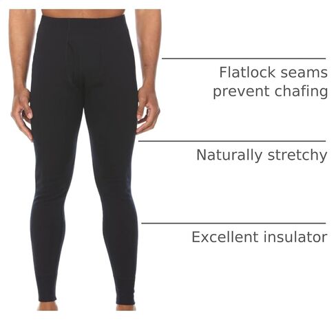 Wool Basics Men's Midweight 100% Merino Wool Bottom Black - Anti Odor No Itch Renewable Fabric in Kuwait