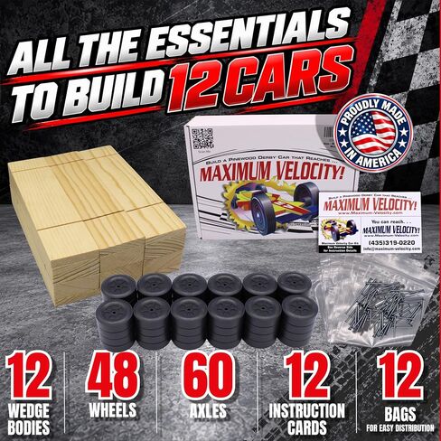Maximum Velocity! Wedge Derby Car Kits | Bulk 12-Pack Pinewood Car Kits in Kuwait
