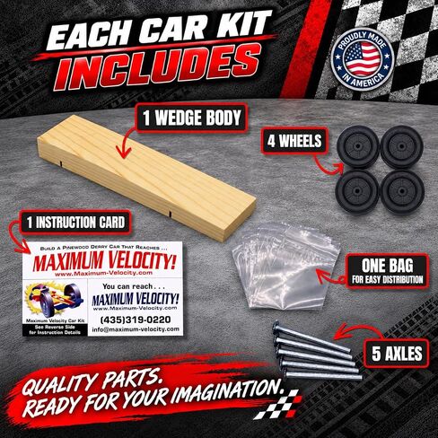 Maximum Velocity! Wedge Derby Car Kits | Bulk 12-Pack Pinewood Car Kits in Kuwait