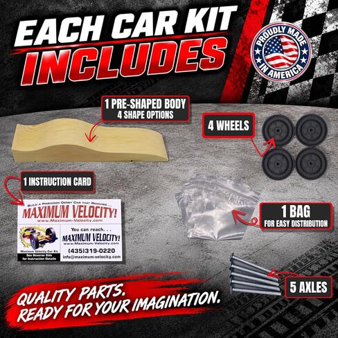 Maximum Velocity! 12 Pre-Shaped Derby Car Kits | Bulk Pack Pine Derby Kits in Kuwait