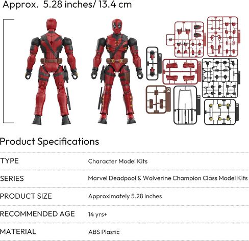 BLOKEES Marvel Deadpool & Wolverine Champion Class 04 Deadpool Model Kit - Assembly Required - No Tools - No Cutting - No Glue - No Paint - Age 14+ in Kuwait