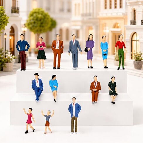 1: 30 Scale Mini People Figurines - 14pcs Sitting and Standing Miniature People Figurines Little Plastic Figurine for Miniature Scenes in Saudi Arabia