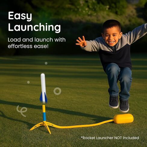 6 Pack Glow-in-The-Dark Foam Rockets - Botabee Foam Rocket Refills - Outdoor Toy Set - 6.5 Inch Length - Exciting Universal-Fit Replacement for Rocket Launcher for Kids - Safe Design in Kuwait
