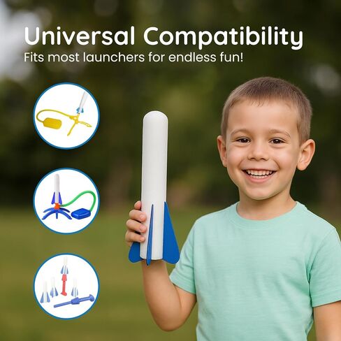 6 Pack Glow-in-The-Dark Foam Rockets - Botabee Foam Rocket Refills - Outdoor Toy Set - 6.5 Inch Length - Exciting Universal-Fit Replacement for Rocket Launcher for Kids - Safe Design in Kuwait