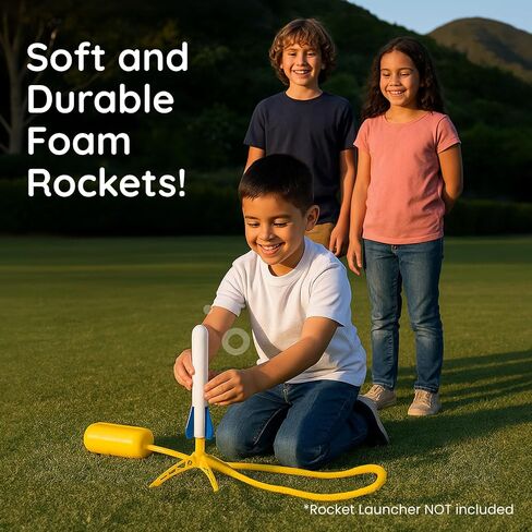 6 Pack Glow-in-The-Dark Foam Rockets - Botabee Foam Rocket Refills - Outdoor Toy Set - 6.5 Inch Length - Exciting Universal-Fit Replacement for Rocket Launcher for Kids - Safe Design in Kuwait