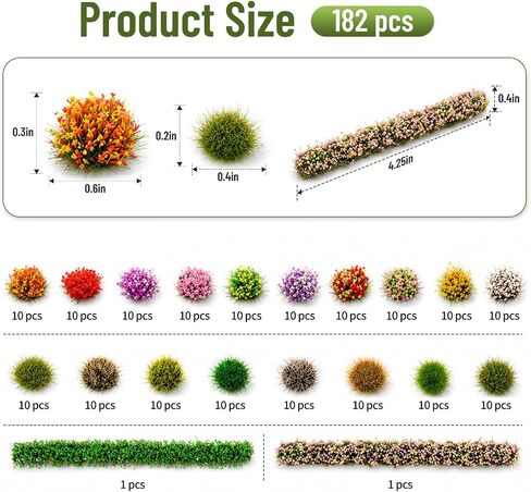 182 Pcs Diorama Grass Colorful Miniature Flowers Cluste Kit in Saudi Arabia