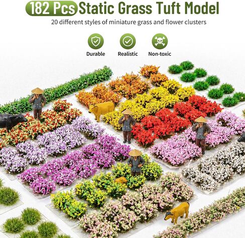 182 Pcs Diorama Grass Colorful Miniature Flowers Cluste Kit in Saudi Arabia