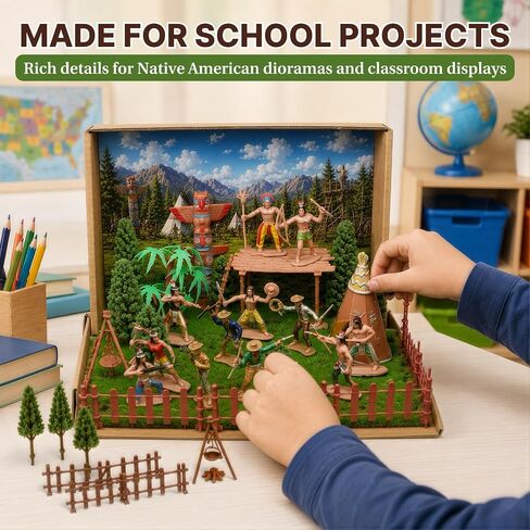 Native American Figurines & Cowboy Diorama Kit for School Projects in Saudi Arabia