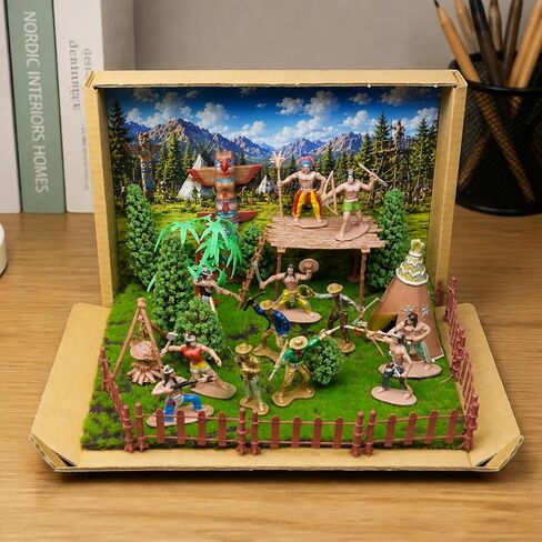 Native American Figurines & Cowboy Diorama Kit for School Projects in Saudi Arabia