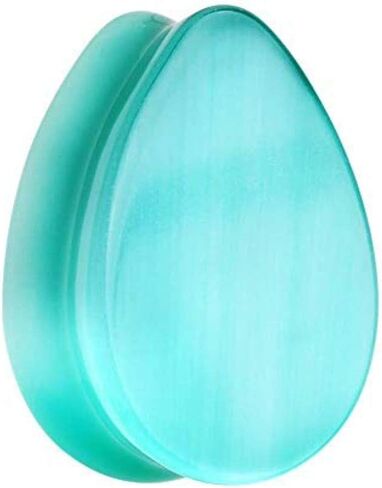 Covet Jewelry Teardop Cat Eye Stone Double Flared Ear Gauge Plug in Saudi Arabia