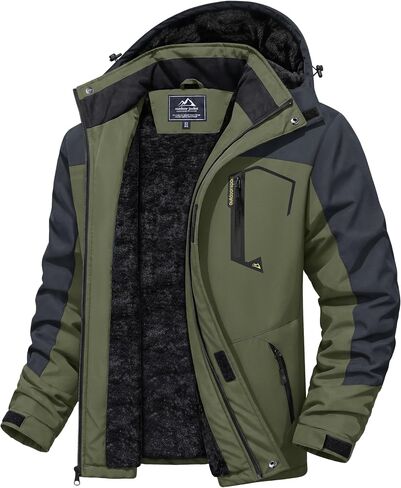 MAGCOMSEN Men's Winter Coats Waterproof Ski Snow Jacket Warm Fleece Jacket Parka Raincoats With Multi-Pockets in Kuwait