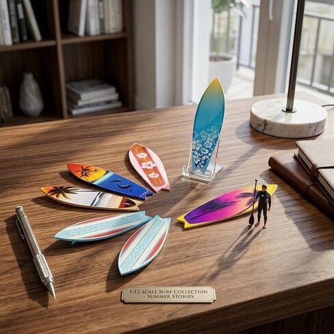 1:12 Scale Miniature Surfboard for Collectible Displays, 6PCS Summer Beach Scene Prop, Surfboard Decorative Accents Diorama Supplies, Mini Surfboard for Crafts and Desktop Decor in Saudi Arabia