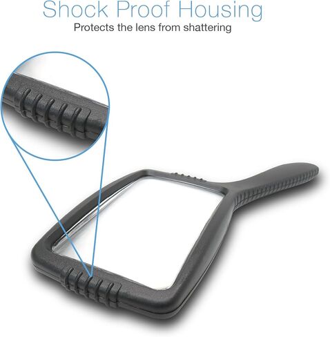 MagniPros Jumbo Size Magnifying Glass Wide Horizontal Lens(3X Magnification)- Shockproof Housing & Scratch Resistant Design W/Large Viewing Area Ideal for Reading Small Prints & Low Vision in Kuwait