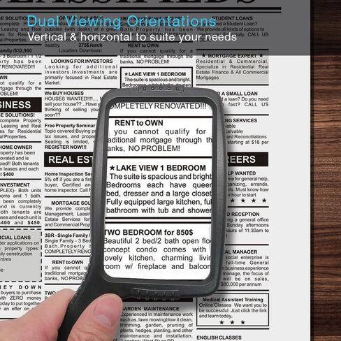 MagniPros Jumbo Size Magnifying Glass Wide Horizontal Lens(3X Magnification)- Shockproof Housing & Scratch Resistant Design W/Large Viewing Area Ideal for Reading Small Prints & Low Vision in Kuwait