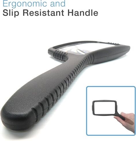 MagniPros Jumbo Size Magnifying Glass Wide Horizontal Lens(3X Magnification)- Shockproof Housing & Scratch Resistant Design W/Large Viewing Area Ideal for Reading Small Prints & Low Vision in Kuwait
