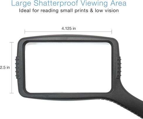 MagniPros Jumbo Size Magnifying Glass Wide Horizontal Lens(3X Magnification)- Shockproof Housing & Scratch Resistant Design W/Large Viewing Area Ideal for Reading Small Prints & Low Vision in Kuwait