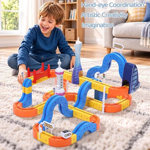 Electric Train Set, Dual-Side Track Toy 3D Cube Track-DIY Rail Cube Car in Saudi Arabia