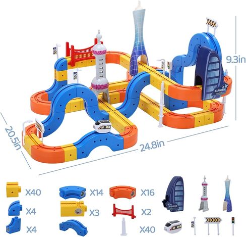 Electric Train Set, Dual-Side Track Toy 3D Cube Track-DIY Rail Cube Car in Saudi Arabia
