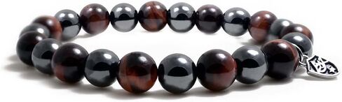 Accents Kingdom Magnetic Bracelet Red Tiger's Eye Bead Hematite Magnetic Therapy Bracelet for Arthritis and Carpal Tunnel in Kuwait