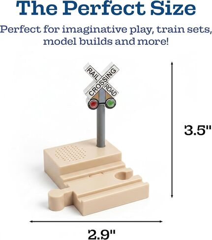 Sound Making Wooden Railroad Crossing Signal | Train Crossing Track Compatible with All Major Wooden Railway Train Track Sets | Battery-Powered Train Track Accessories Wood Layout in Kuwait