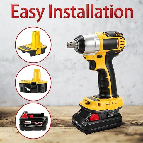 DM18D Battery Adapter for DEWALT 18V XRP Peg Type Cordless Tools, Compatible with for DEWALT 20V Batteries and for Milwaukee M18 18V Batteries, Work for DEWALT XRP NiCad NiMH Tools, with USB Port in Saudi Arabia