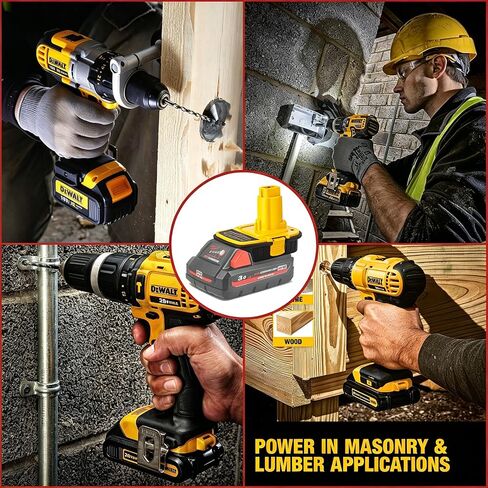 DM18D Battery Adapter for DEWALT 18V XRP Peg Type Cordless Tools, Compatible with for DEWALT 20V Batteries and for Milwaukee M18 18V Batteries, Work for DEWALT XRP NiCad NiMH Tools, with USB Port in Saudi Arabia
