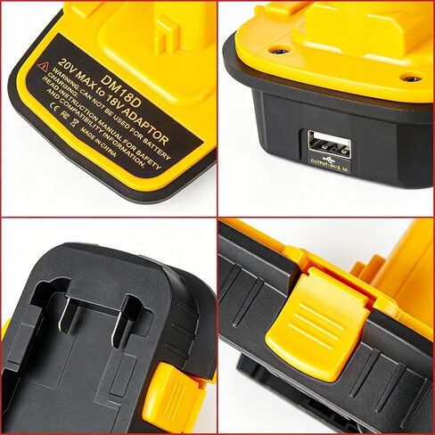 DM18D Battery Adapter for DEWALT 18V XRP Peg Type Cordless Tools, Compatible with for DEWALT 20V Batteries and for Milwaukee M18 18V Batteries, Work for DEWALT XRP NiCad NiMH Tools, with USB Port in Saudi Arabia