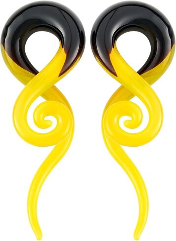 2PCS Glass Spiral Ear Tapers Plugs Expander Stretcher Hanger Twist Gauges Earrings Stretching Tunnels Body Piercing Jewelry for Women Men 4G-1/2" 5MM-12MM in Kuwait