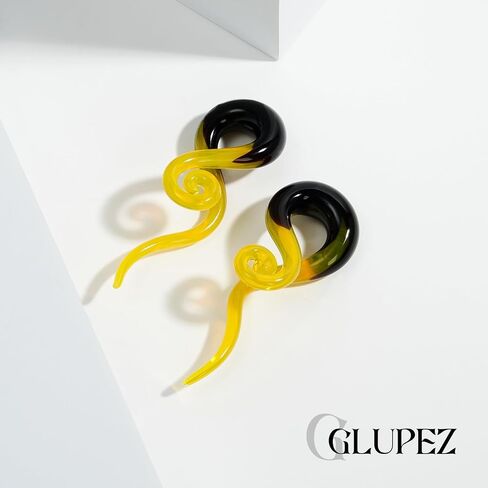 2PCS Glass Spiral Ear Tapers Plugs Expander Stretcher Hanger Twist Gauges Earrings Stretching Tunnels Body Piercing Jewelry for Women Men 4G-1/2" 5MM-12MM in Kuwait