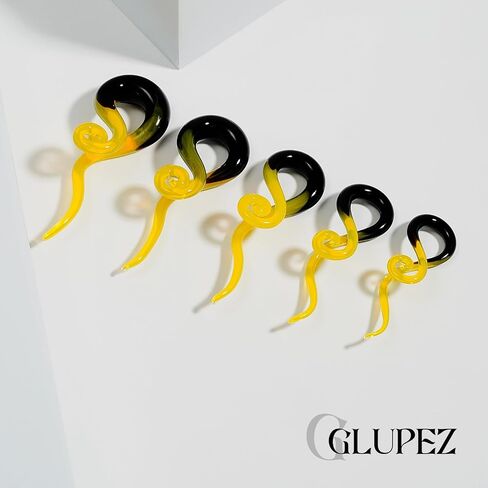 2PCS Glass Spiral Ear Tapers Plugs Expander Stretcher Hanger Twist Gauges Earrings Stretching Tunnels Body Piercing Jewelry for Women Men 4G-1/2" 5MM-12MM in Kuwait