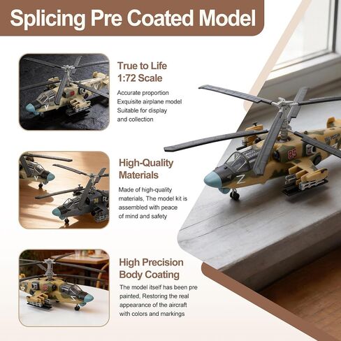 Russian Ka-52 Alligator Attack Helicopter Model Kit – 1/72 Scale Snap-Fit Pre-Painted Display Model for Adult Military Collectors. (Camouflage Yellow) in Kuwait